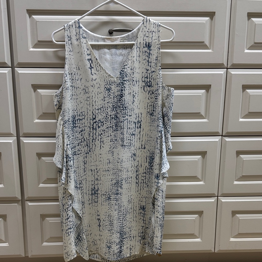 Ramy Brook White and Blue Midi Dress